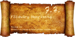 Földváry Henrietta névjegykártya