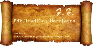 Földváry Henrietta névjegykártya